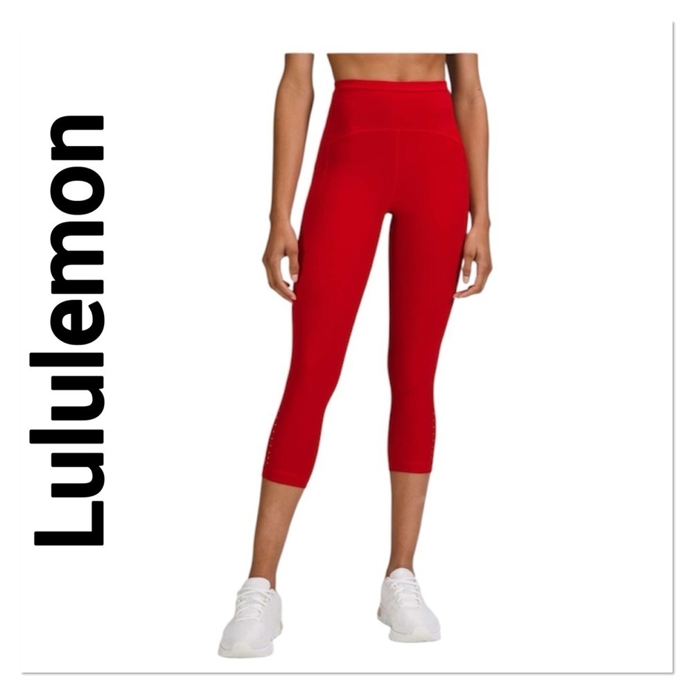 LULULEMON Dark Red Swift Speed High Rise Crop 21” size 0